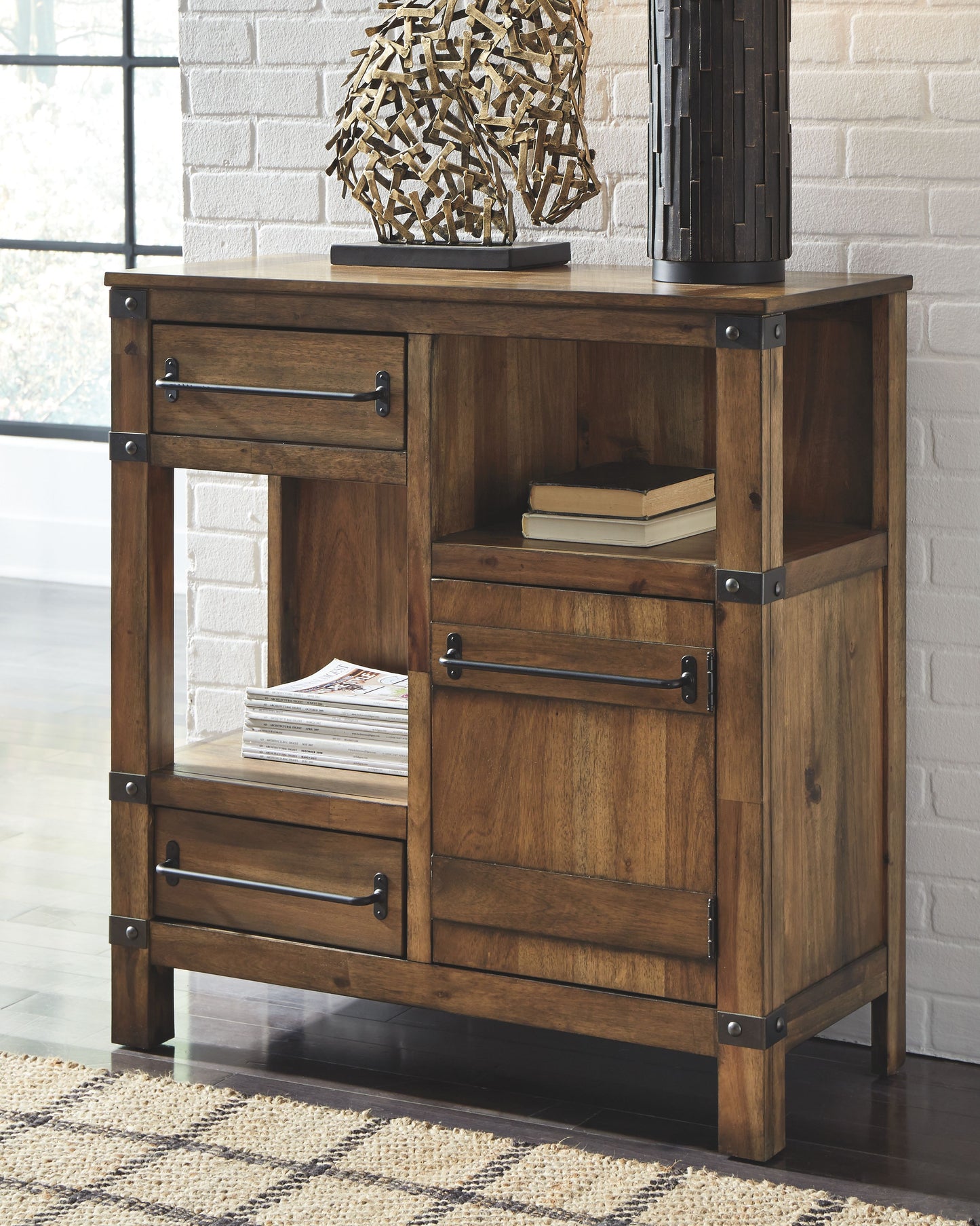 Roybeck - Accent Cabinet - Light Brown / Bronze