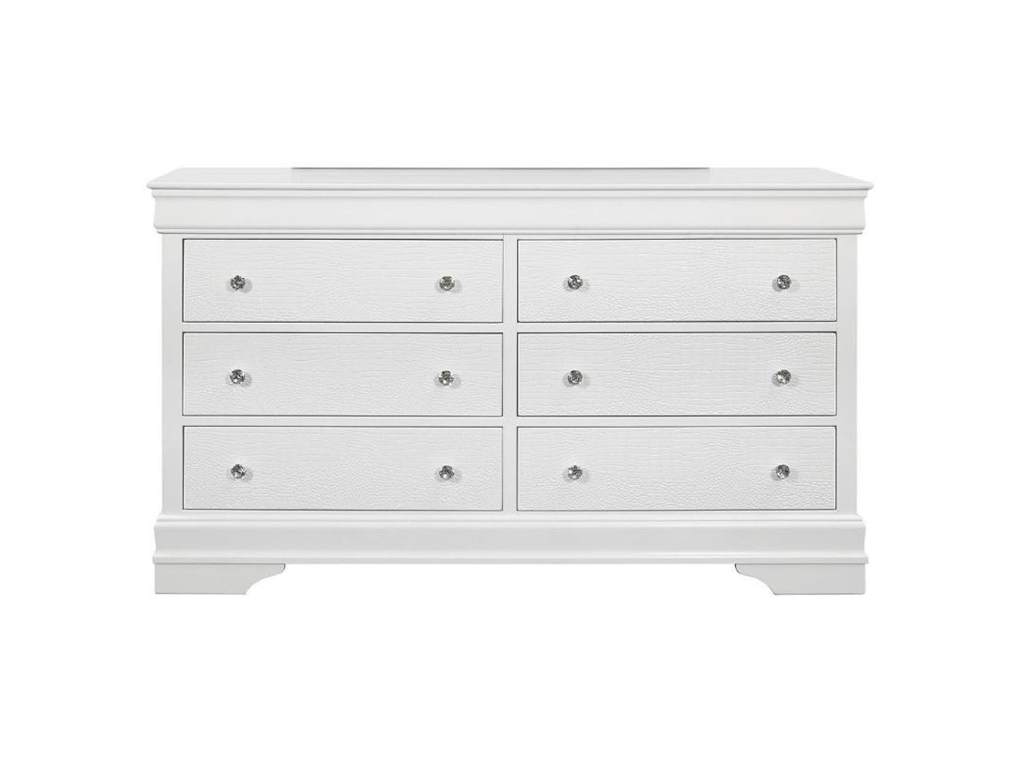 Global Pompei - 6 Drawer Dresser - Metallic White