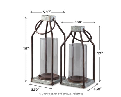 Diedrick - Lantern Set (Set of 2) - Gray / Black