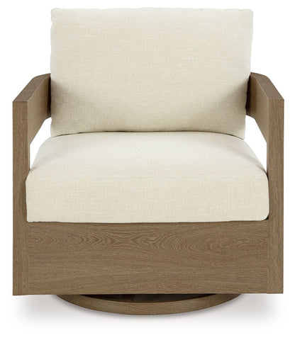 Serene Bay - Swivel Glider Chair With Cushion - Dark Brown / White