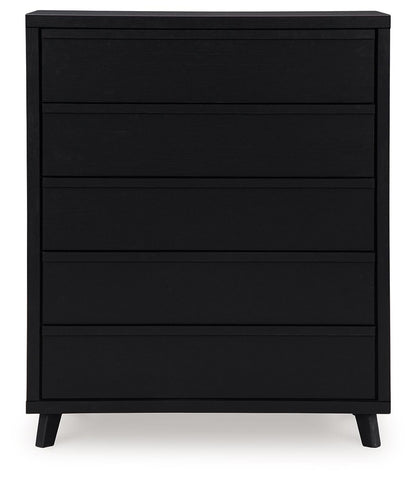 Danziar - Five Drawer Wide Chest - Black