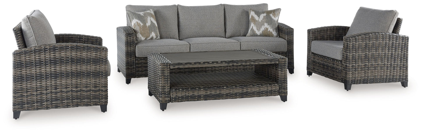 Oasis Court - Sofa, Chairs, Table Set (Set of 4) - Gray
