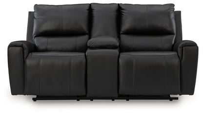 Glossmore - Reclining Loveseat With Console - Black
