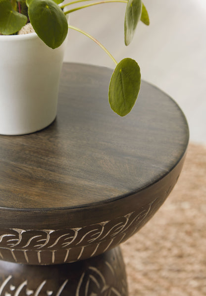 Hadcher - Accent Table - Cream / Brown