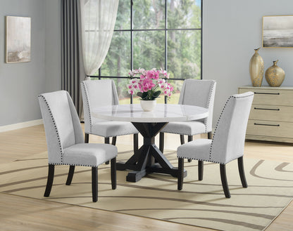 Varley - 5 Piece Round Dining Room Set - White / Gray
