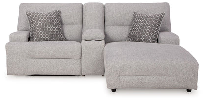 Acklen Place - 4 Pc. - 3-Piece Power Reclining Sectional Sofa With Raf Chaise, Wide Seat Power Recliner - Pewter