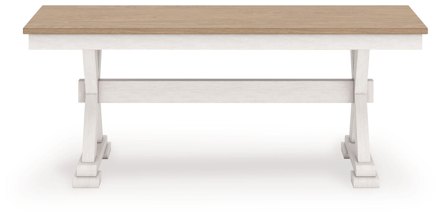 Purlaney - Large Dining Room Bench - Antique White / Natural