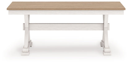 Purlaney - Large Dining Room Bench - Antique White / Natural