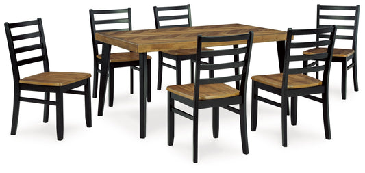 Blondon - Rectangular Drm Table Set (Set of 7) - Brown / Black