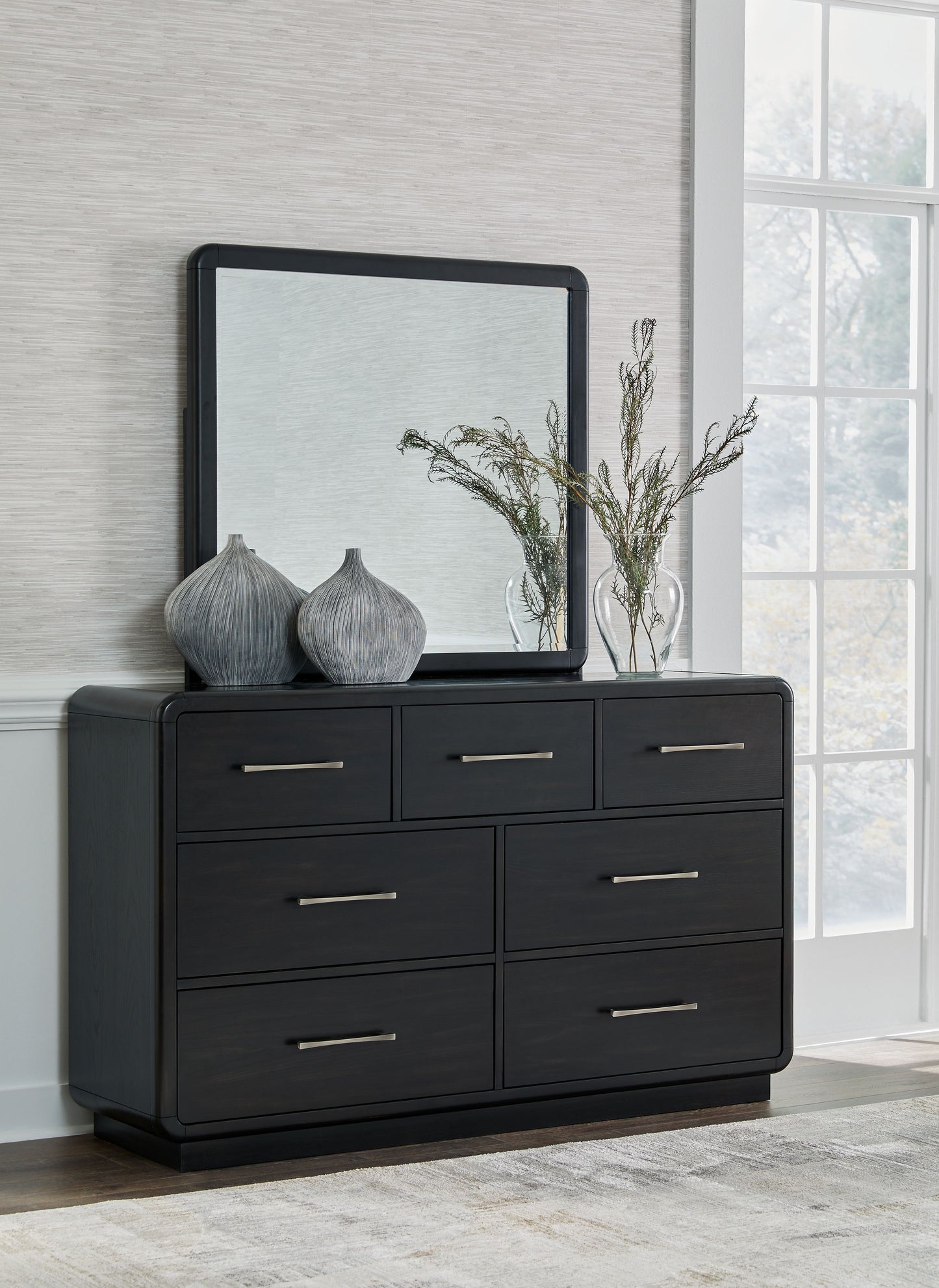 Rowanbeck - Dresser And Mirror - Black