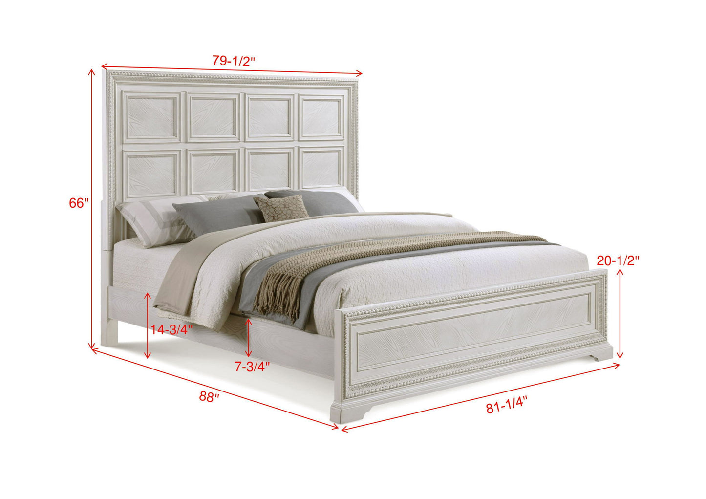 Alexandria - King Panel Bed - White