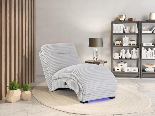 Global Dominic - Chaise With LED/USB - Gray