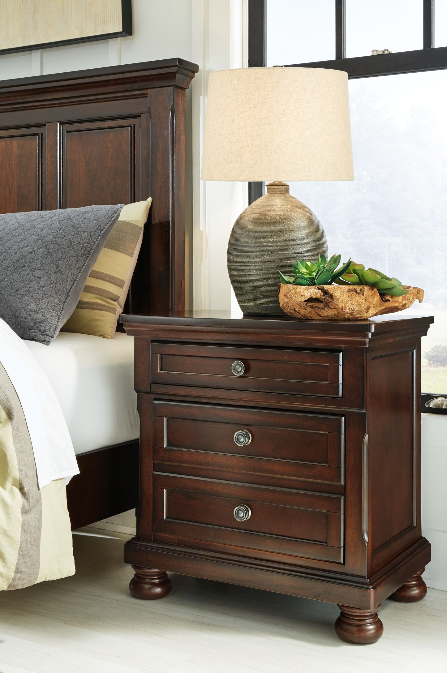 Porter - Two Drawer Night Stand - Dark Brown