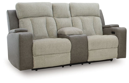 WhipLash - Power Reclining Loveseat With Console / Adj Headrest - Sisal