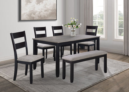 Lester - 6 Piece Dining Set With Bench - Light Gray