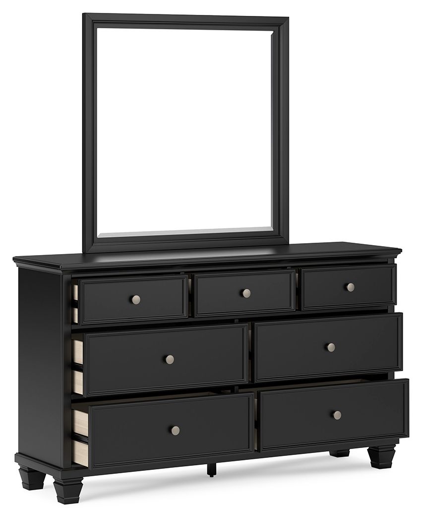 Lanolee - Dresser And Mirror - Black